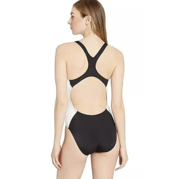 Nike Athletic Racing Swimsuit 1 piece Women’s Size M Black & White NESS9362 Swim - Picture 9 of 9